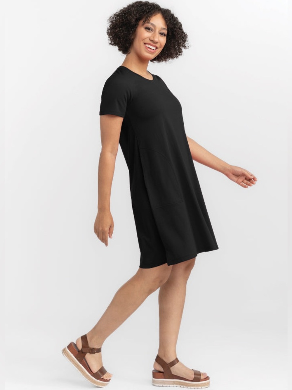 Woolx Merino Wool Georgie Everyday T-Shirt Mini Dress Black Size Large